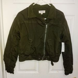 PacSun LA Cargo Jacket Khaki Green zip front Sz XS/Small